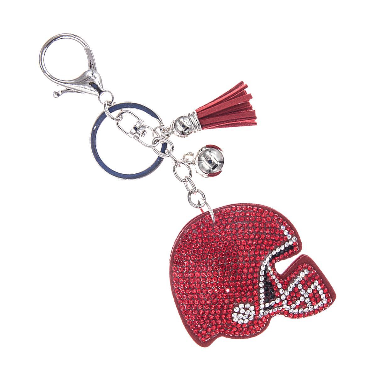 Football Helmet Keychain Bag Charm in Red – Trendy Fashion Accessory