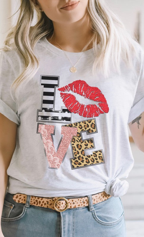 LOVE Multi Pattern Valentine Graphic Tee