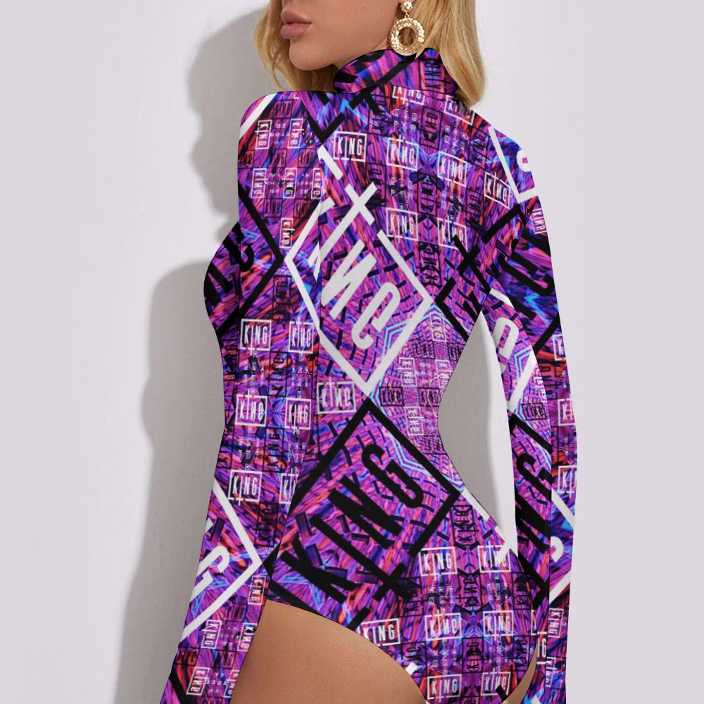 Sullivan King All-Over Print High Neck Long Sleeve Bodysuit