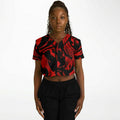 Red and Black Slime Oil Spill Cropped Baseball Jersey