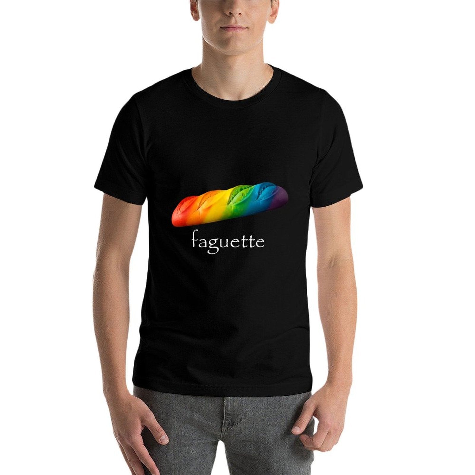 Funny Baguette Rainbow Faguette LGBT Pride Month  High-quality Stitching T-Shirt
