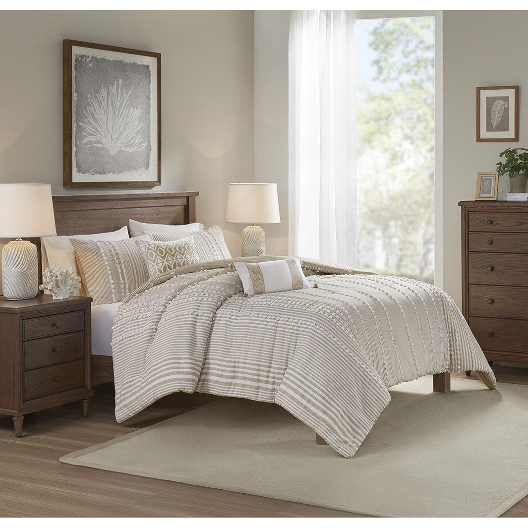 King 3 Piece Cotton Yarn Dyed Duvet Cover Set