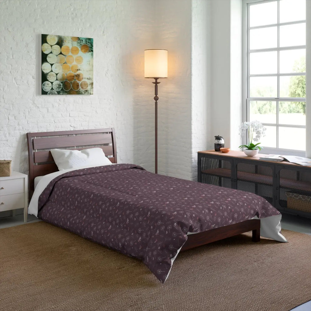 Luxurious Mauve Comforter - Dandelions Design - DipaliZ