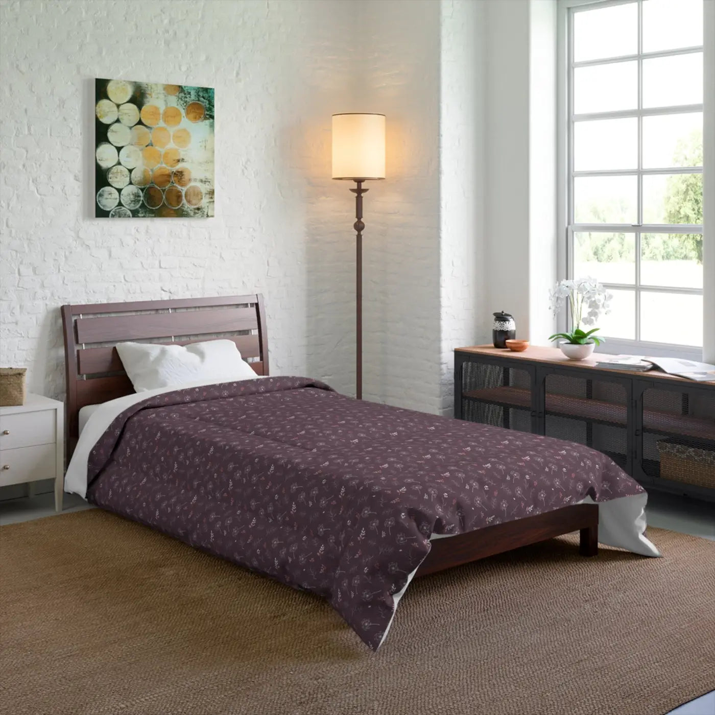 Luxurious Mauve Comforter - Dandelions Design - DipaliZ