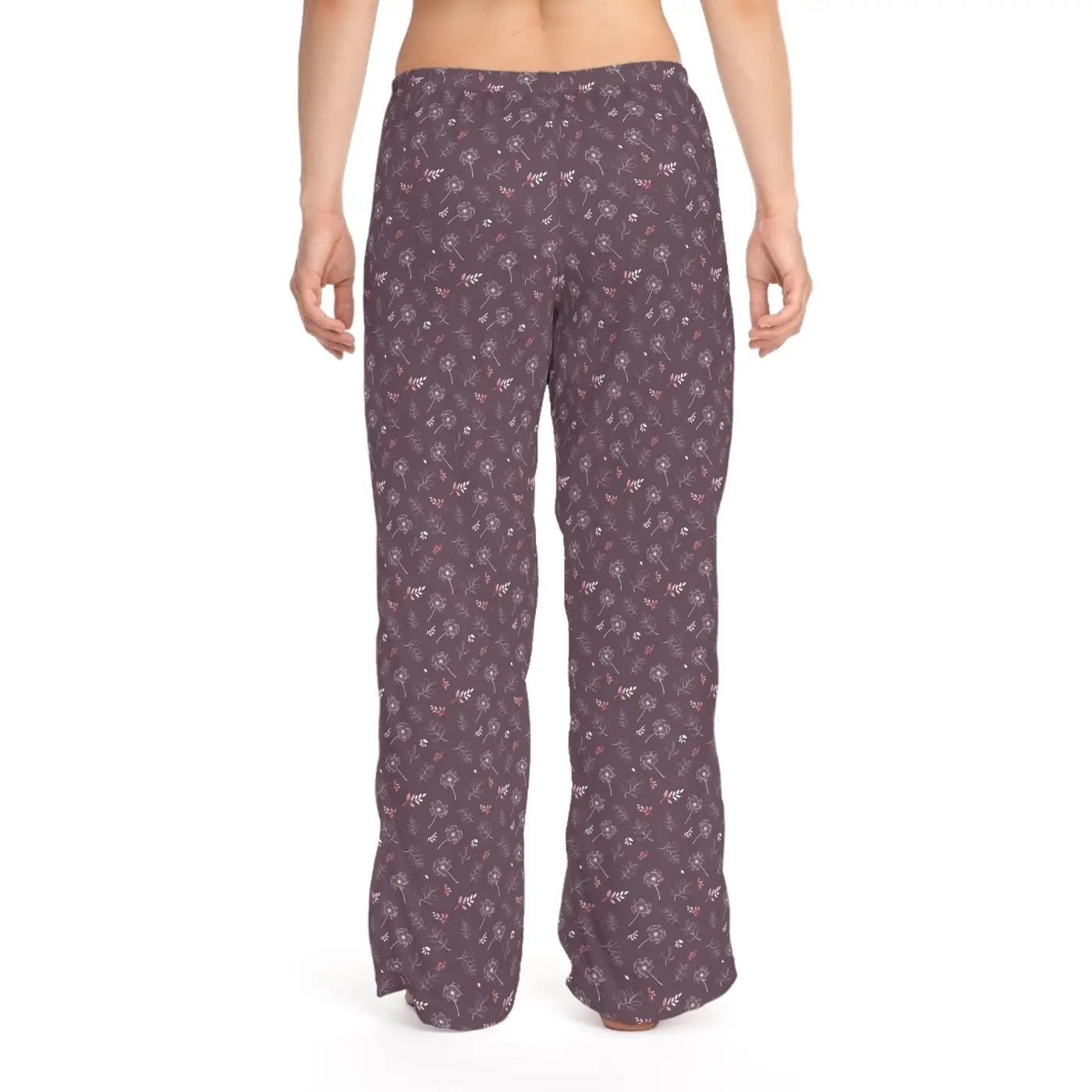Soft Mauve Womens Pajama Pants - Dandelion Print - DipaliZ