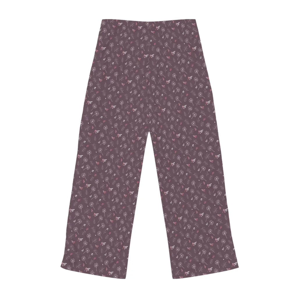 Soft Mauve Womens Pajama Pants - Dandelion Print - DipaliZ