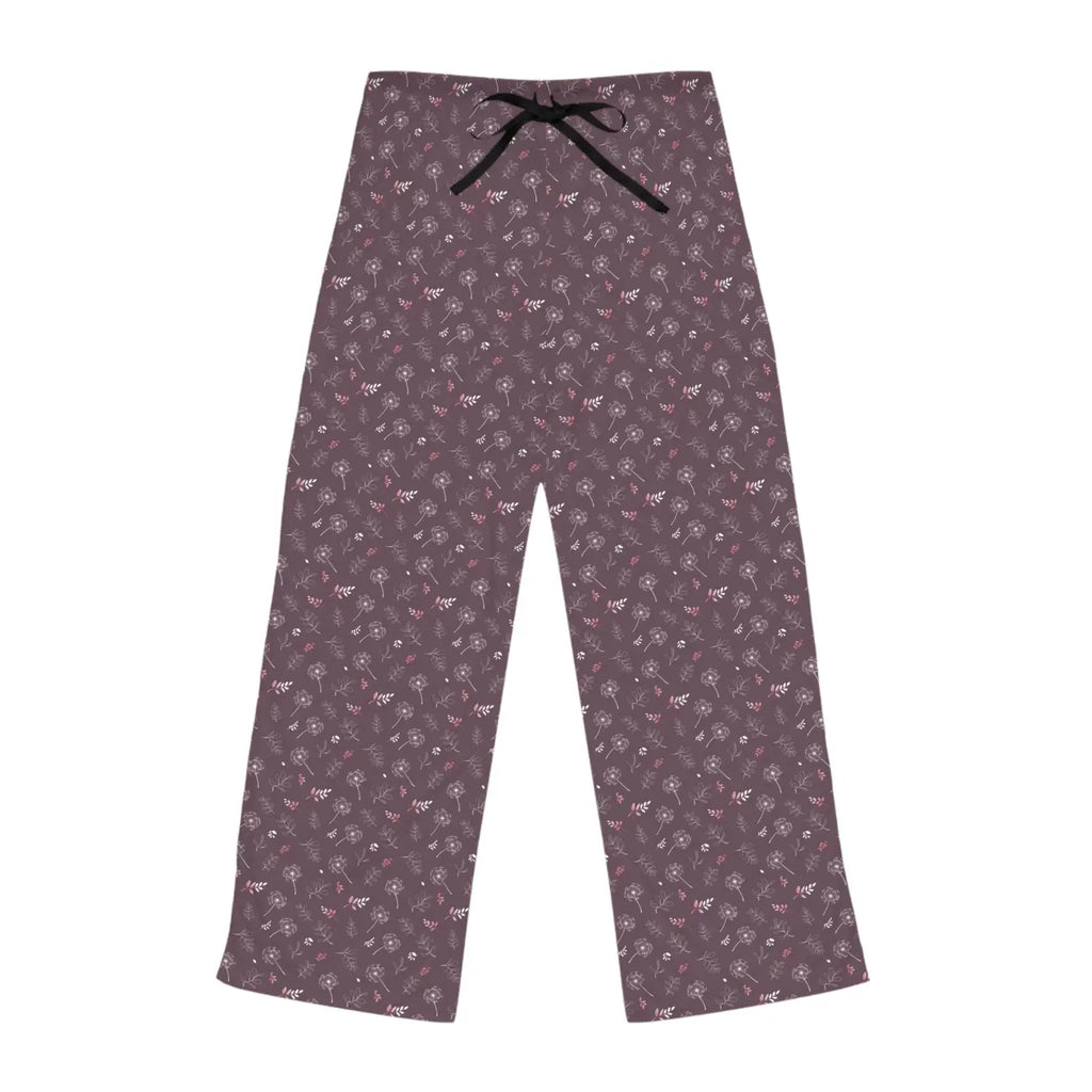 Soft Mauve Womens Pajama Pants - Dandelion Print - DipaliZ
