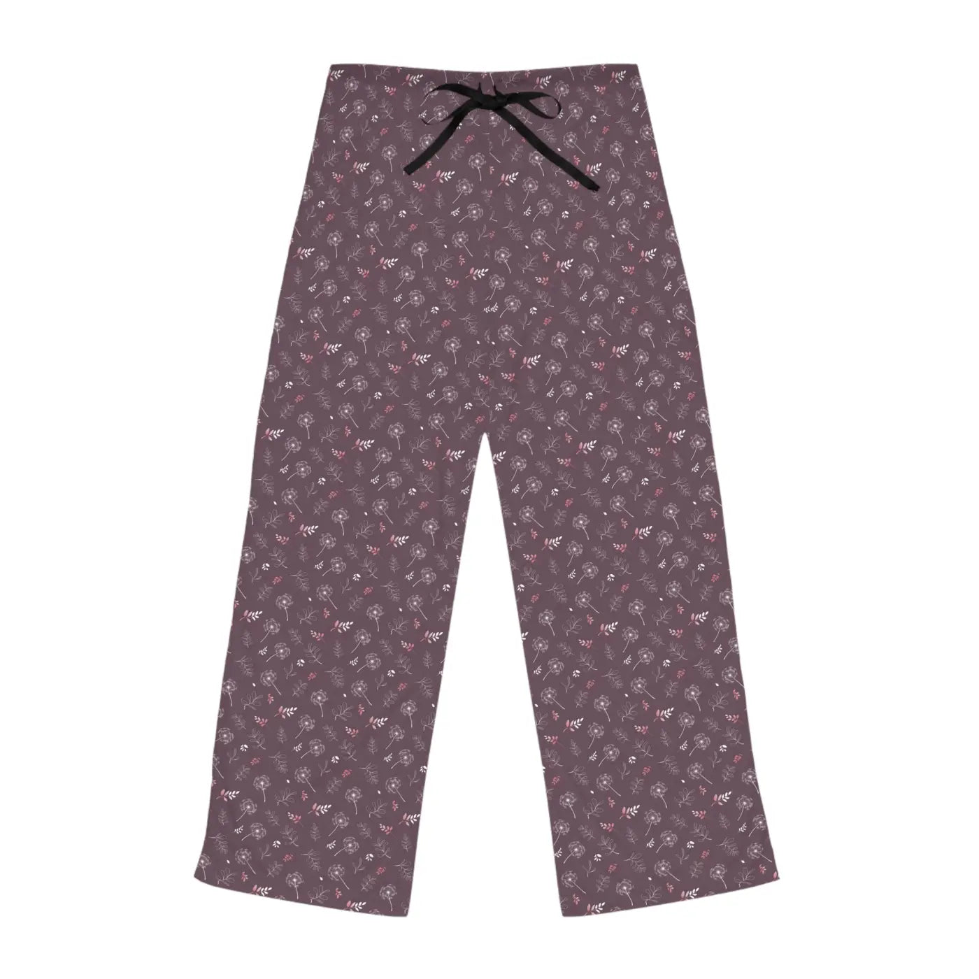Soft Mauve Womens Pajama Pants - Dandelion Print - DipaliZ