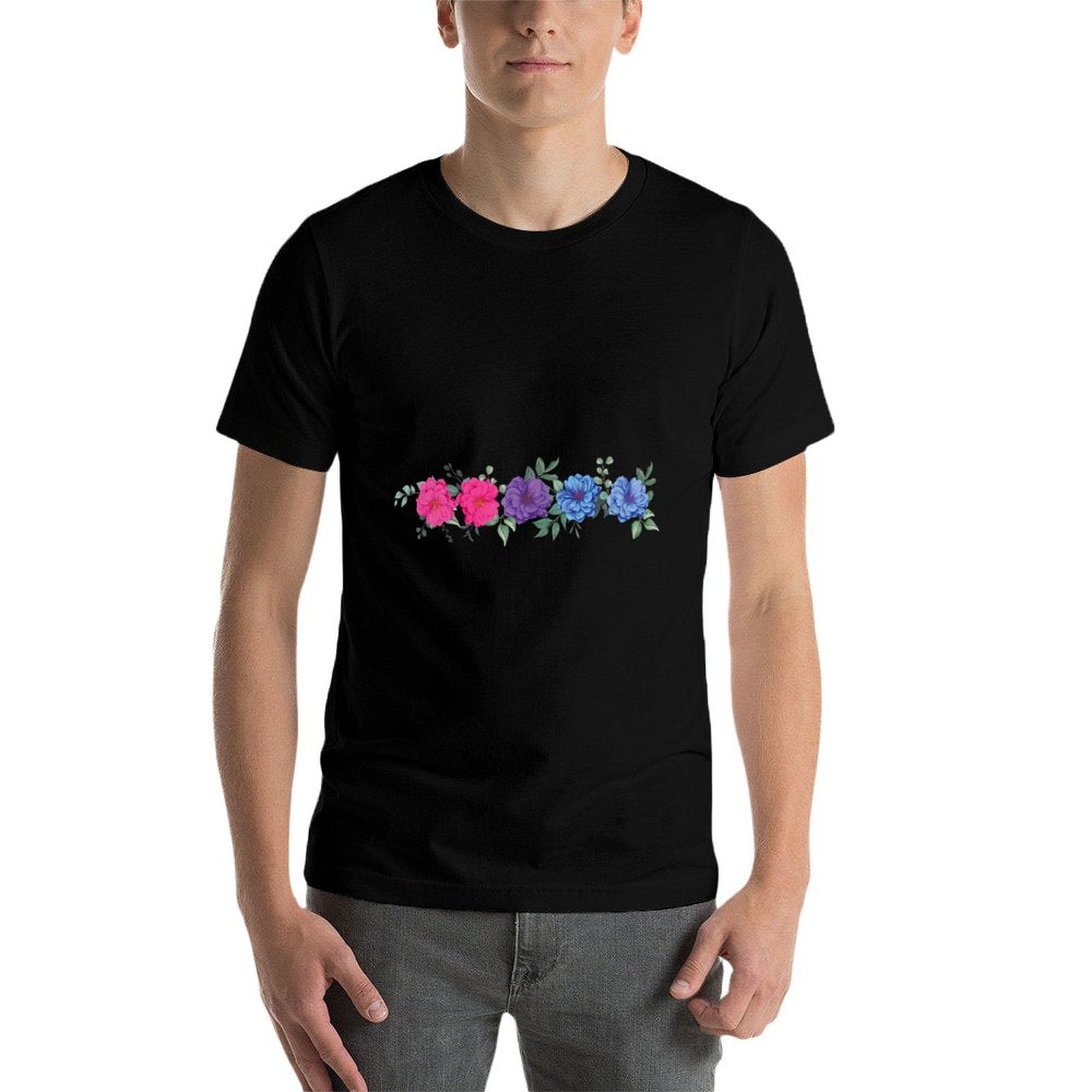 Floral Bisexual Pride, Boho LGBT, Cute LGBTQ Flowers  Trendy Pattern T-Shirt
