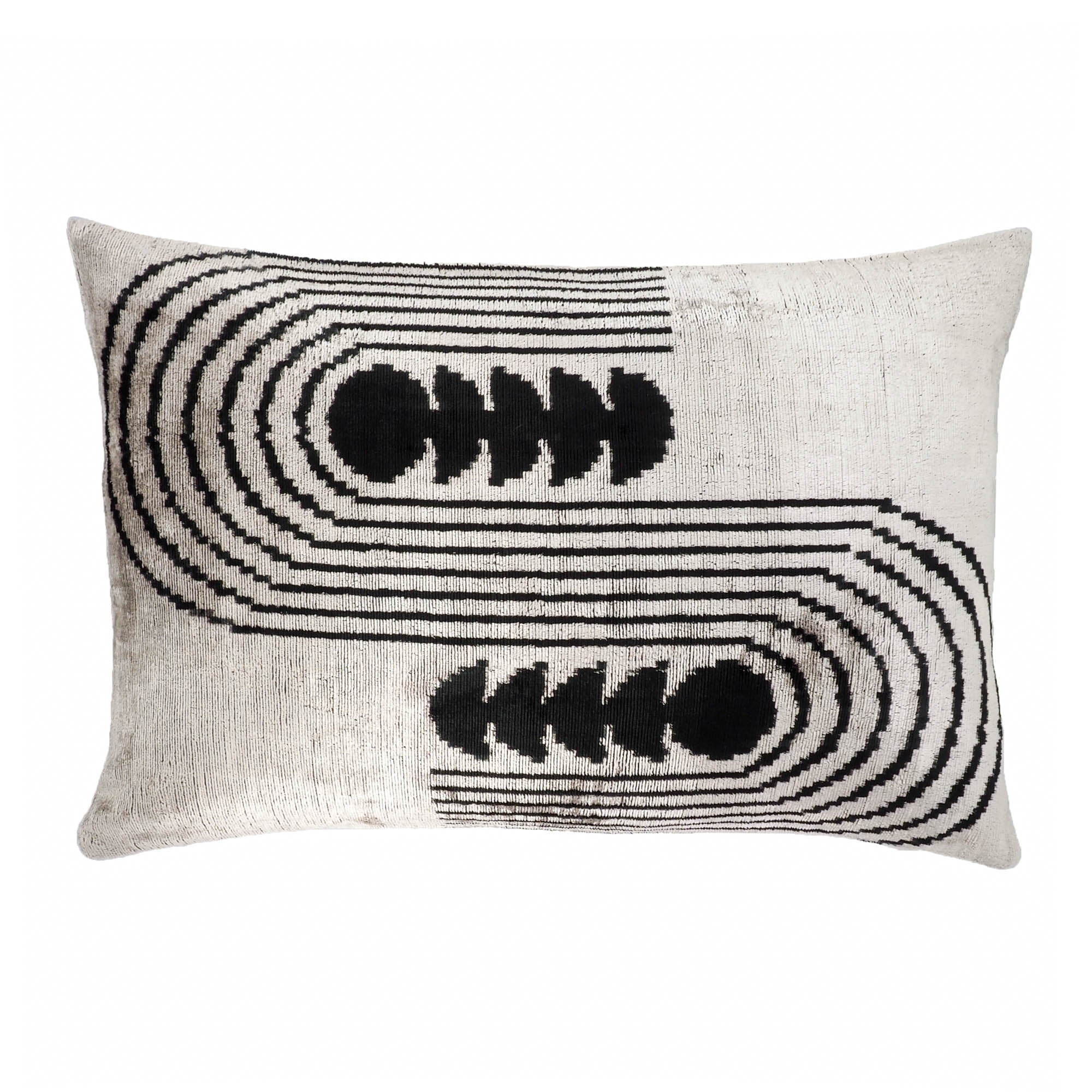 Art Deco Silk Velvet Ikat Throw Pillow Cover 16 X 24