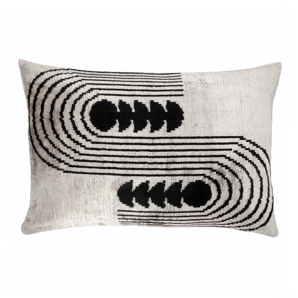 Art Deco Silk Velvet Ikat Throw Pillow Cover 16 X 24