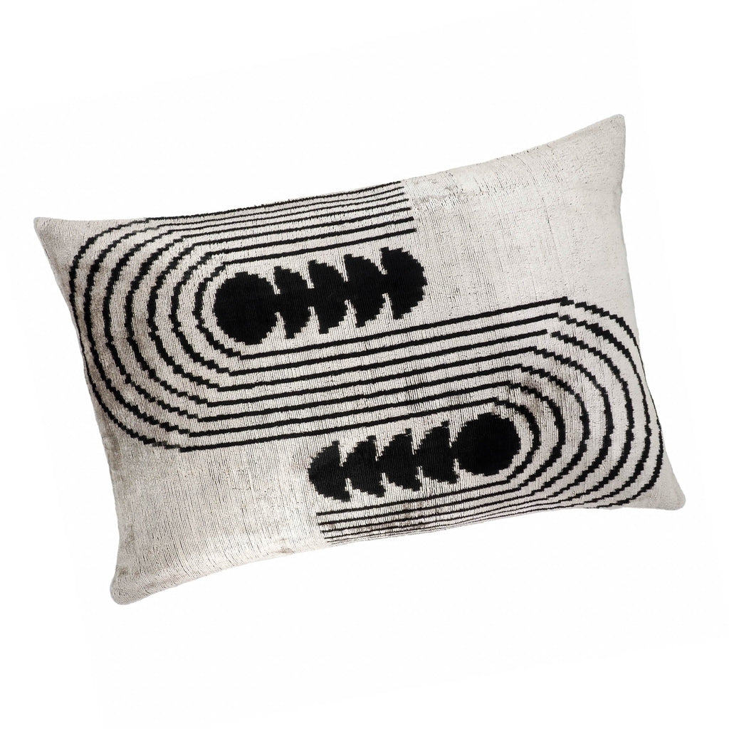 Art Deco Silk Velvet Ikat Throw Pillow Cover 16 X 24