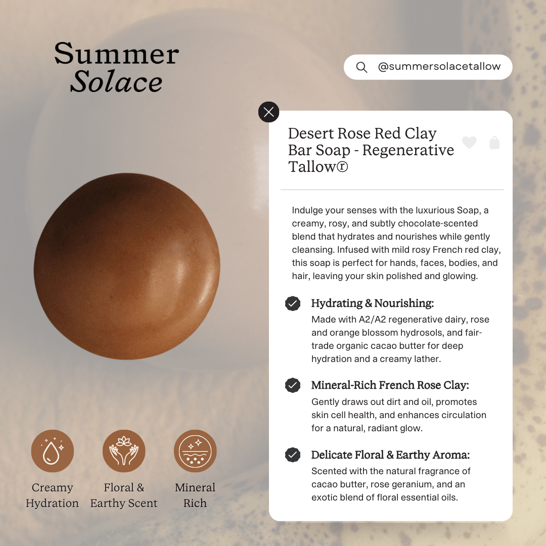 Desert Rose – Red Clay Sphere Soap | Floral & Cacao Butter Infusion