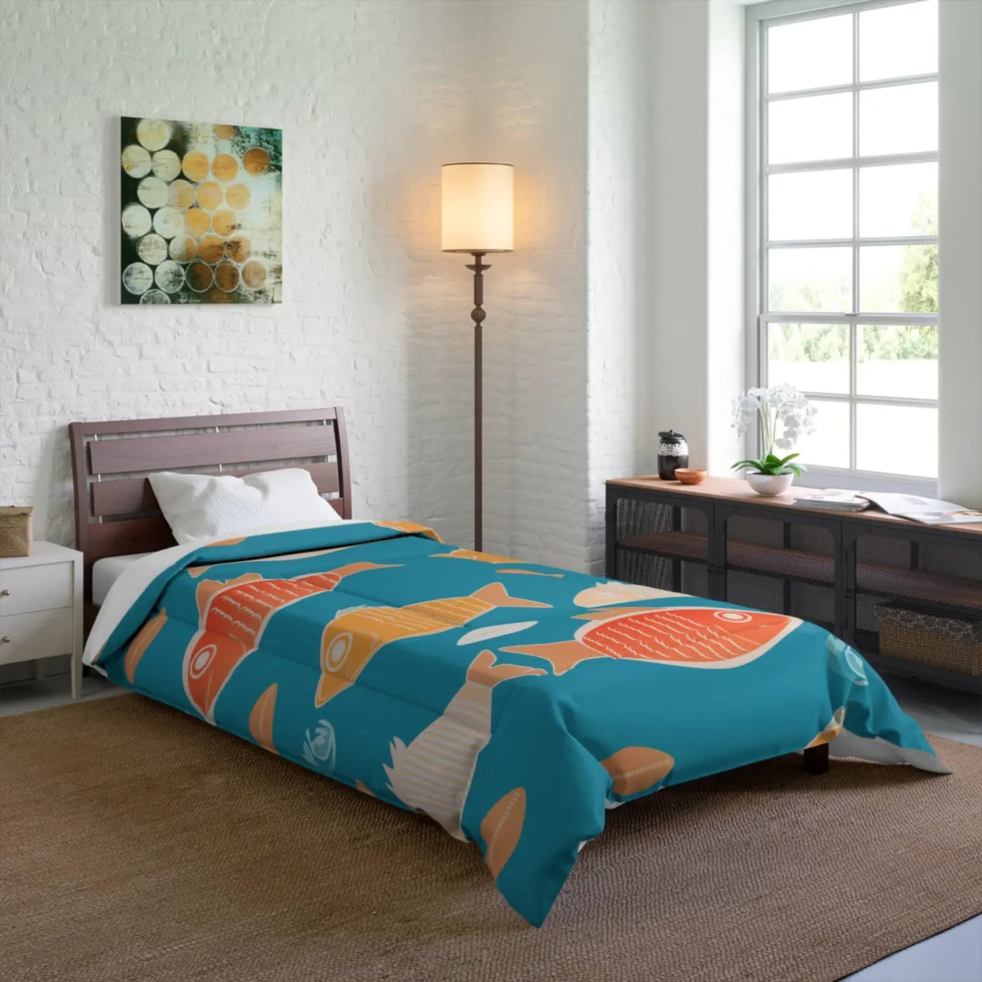 Vibrant Fishes Comforter - Soft Polyester Bedding - DipaliZ