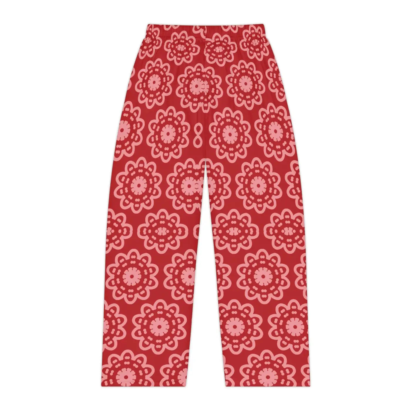 Floral pattern on red, Women's Pajama Pants (AOP)
