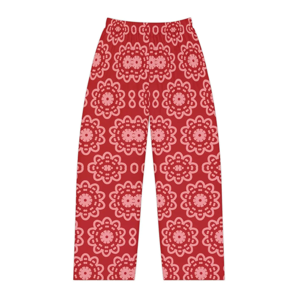 Floral pattern on red, Women's Pajama Pants (AOP)