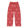 Floral pattern on red, Women's Pajama Pants (AOP)