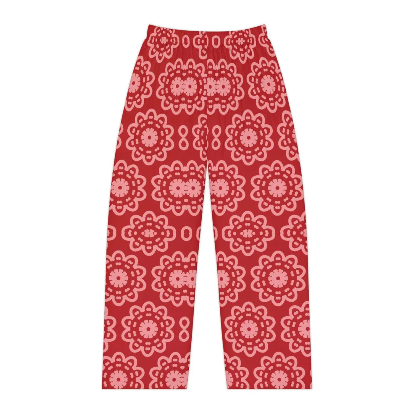 Floral pattern on red, Women's Pajama Pants (AOP)