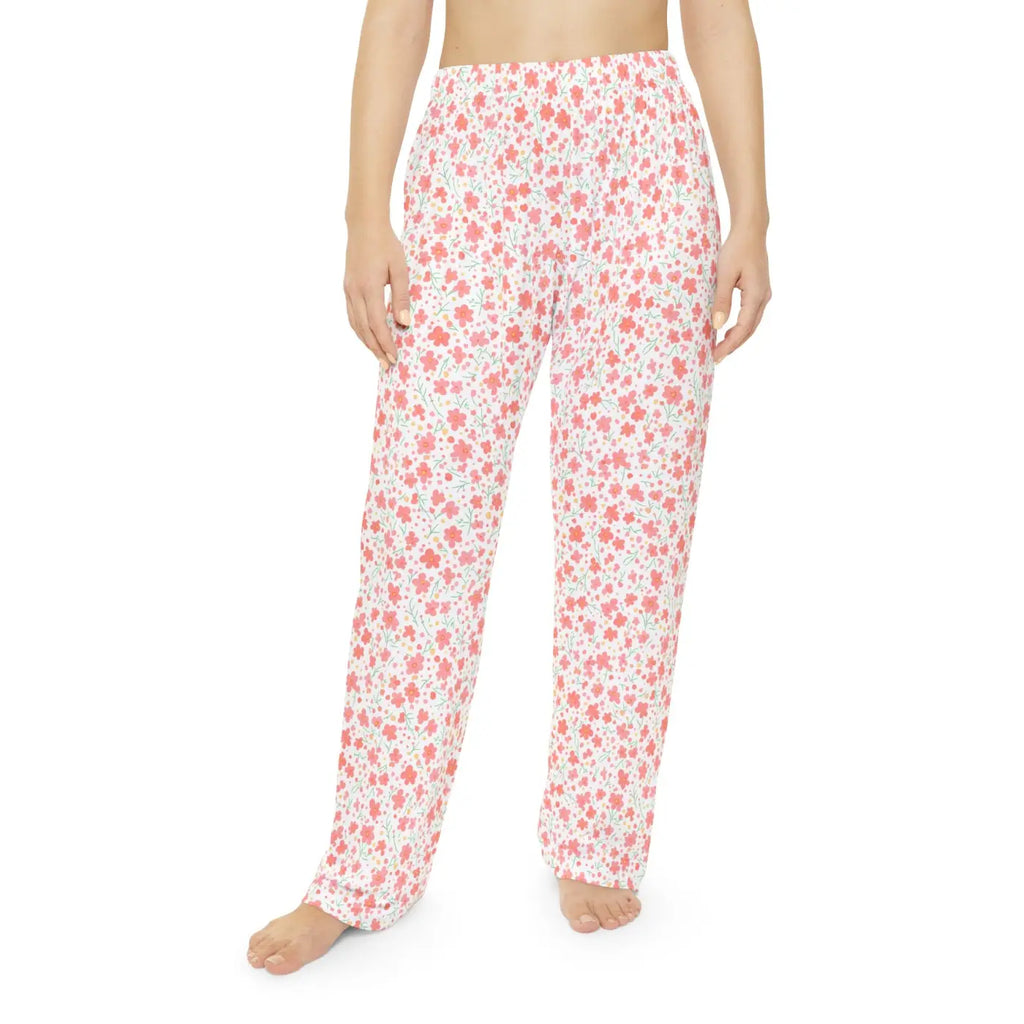 Pink floral pattern, Women's Pajama Pants (AOP)