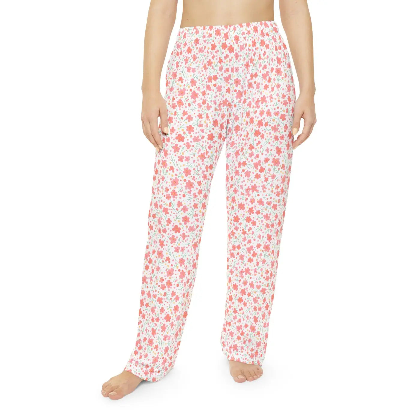 Pink floral pattern, Women's Pajama Pants (AOP)