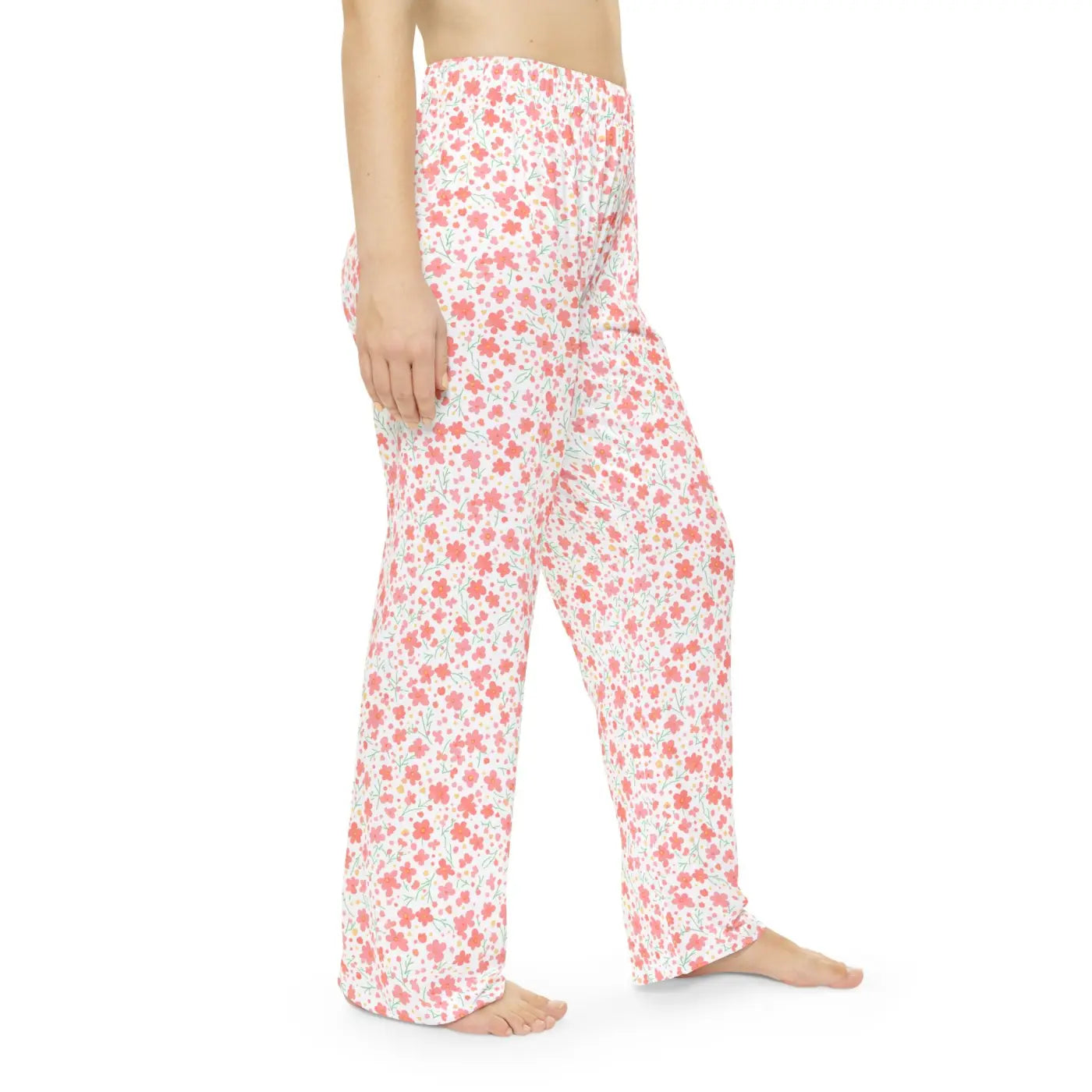 Pink floral pattern, Women's Pajama Pants (AOP)