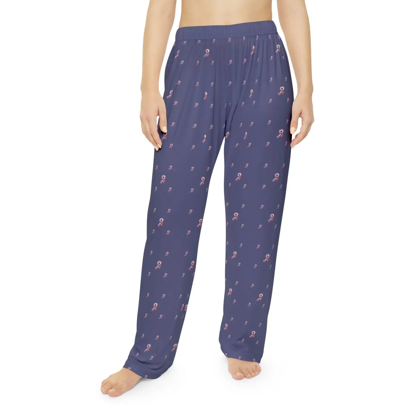 Purple Floral Pattern Pajama Pants - Cozy Loungewear - DipaliZ