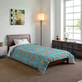 Floral Teal Comforter - Soft Polyester Bedding - DipaliZ