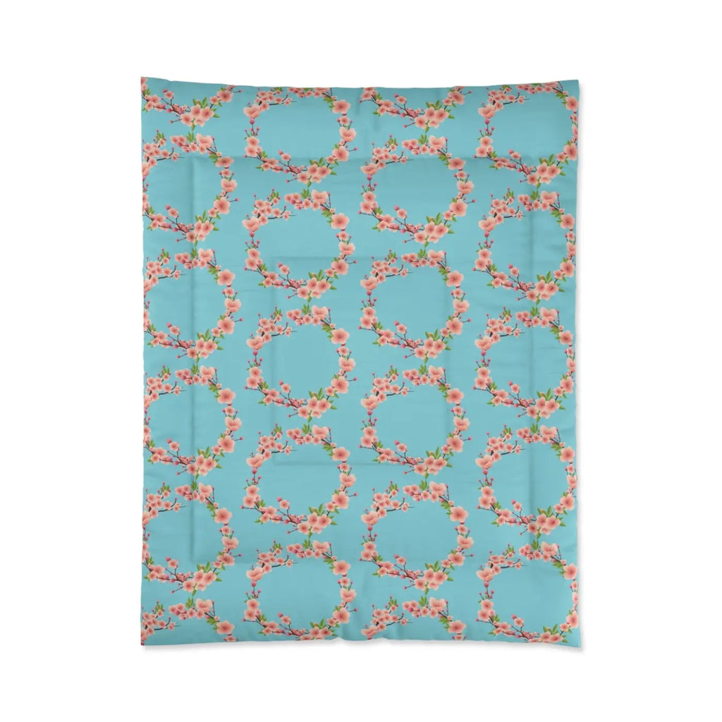 Floral Teal Comforter - Soft Polyester Bedding - DipaliZ