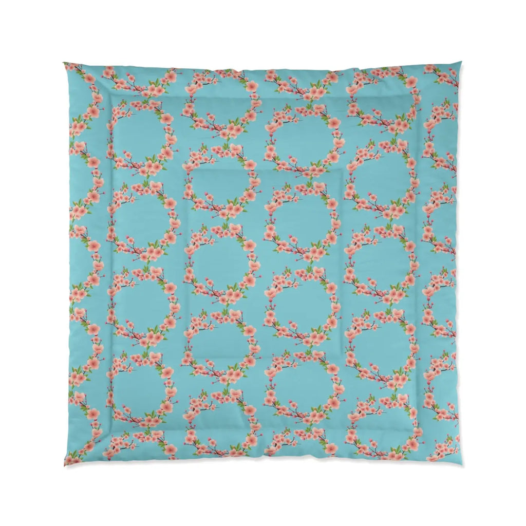 Floral Teal Comforter - Soft Polyester Bedding - DipaliZ