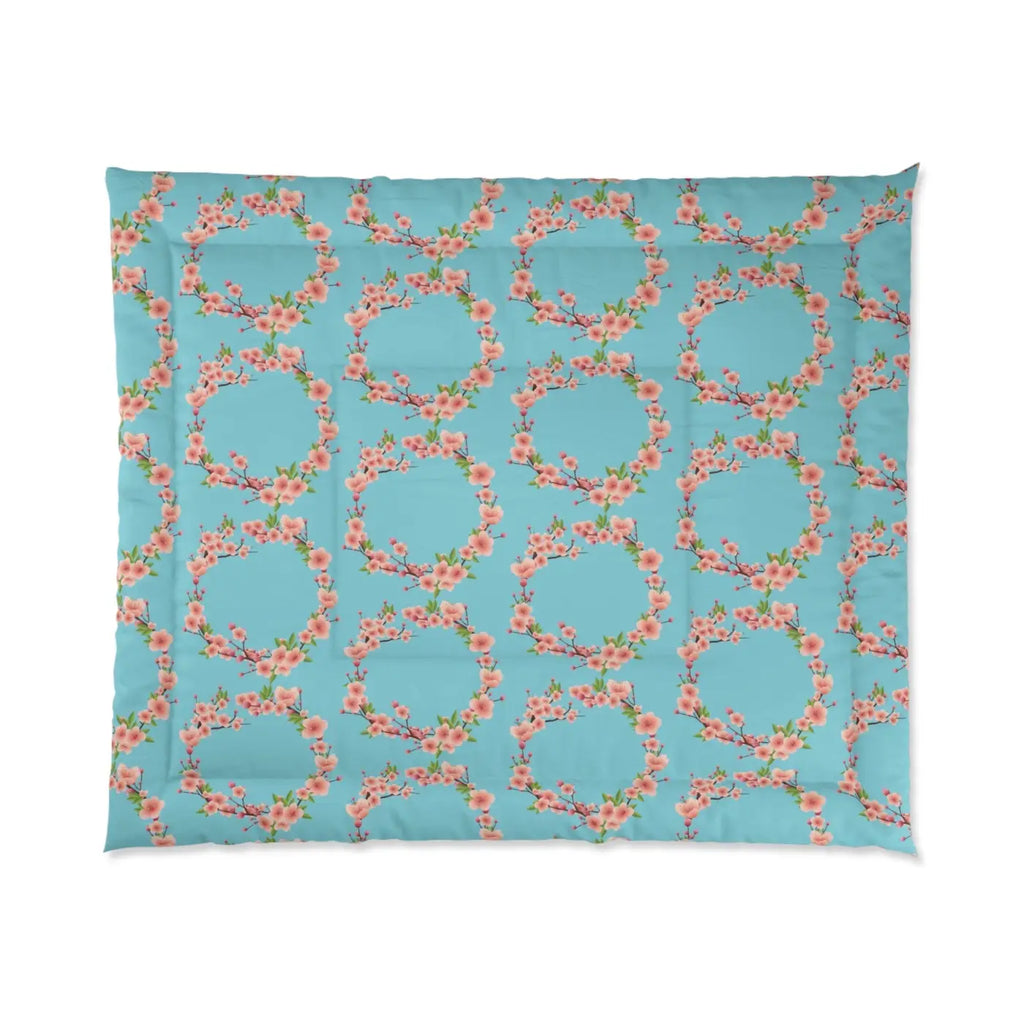 Floral Teal Comforter - Soft Polyester Bedding - DipaliZ
