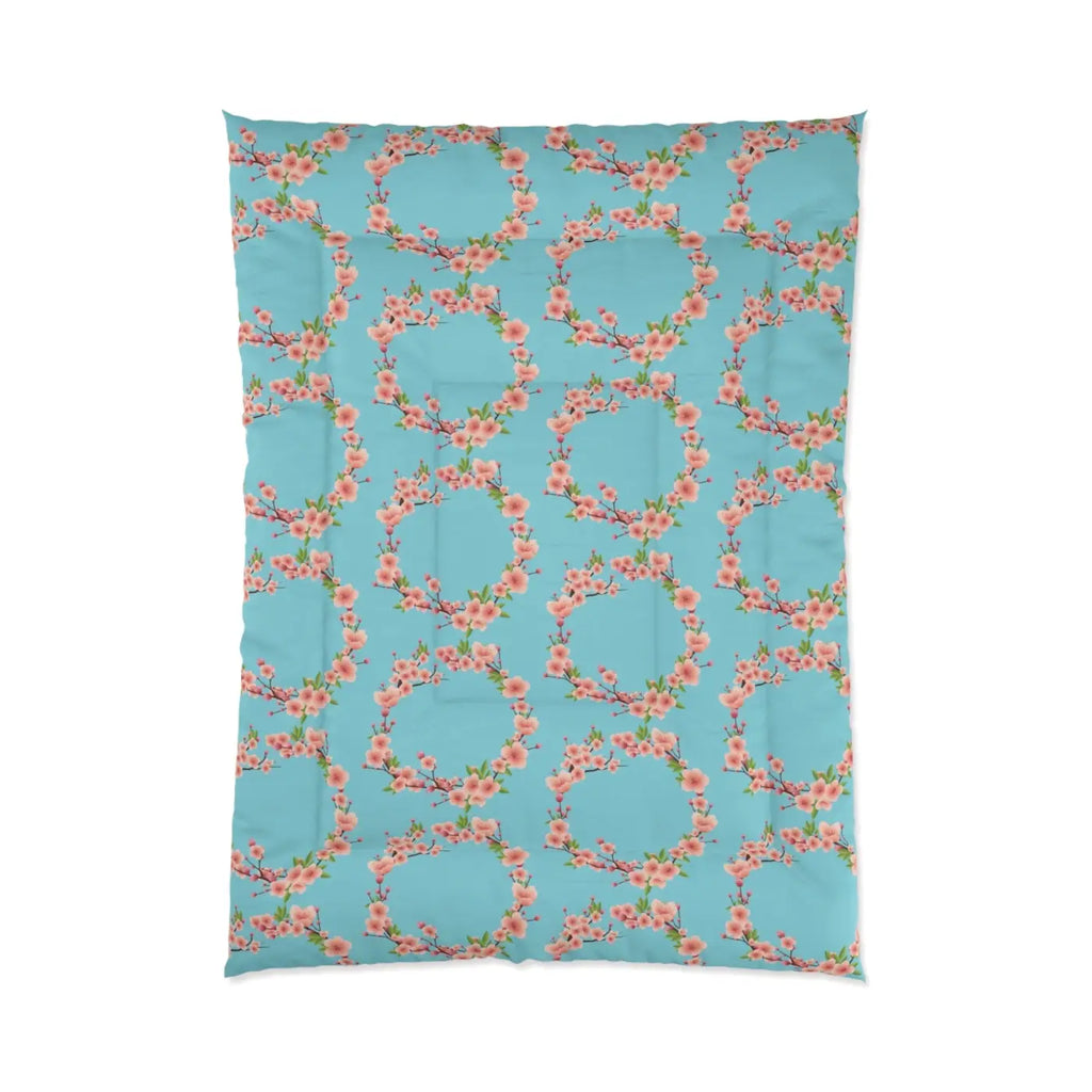 Floral Teal Comforter - Soft Polyester Bedding - DipaliZ
