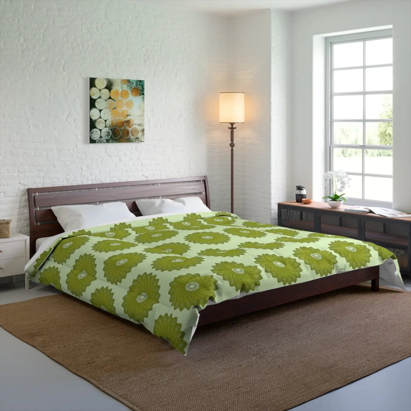 Sustainable Green Leaves Comforter - Cozy Bedding - DipaliZ