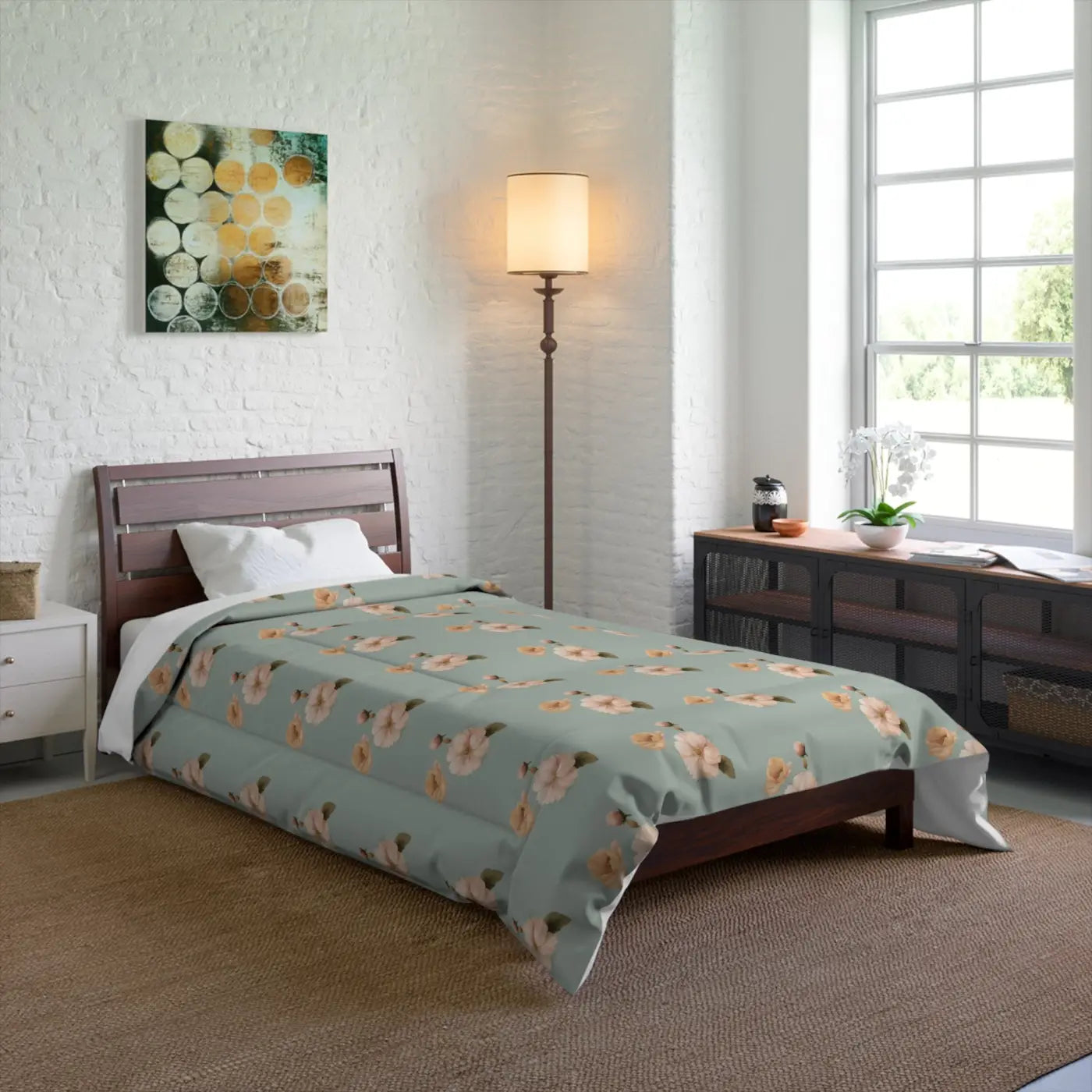 Pastel Flowers Pattern Comforter Cozy Lightweight - DipaliZ
