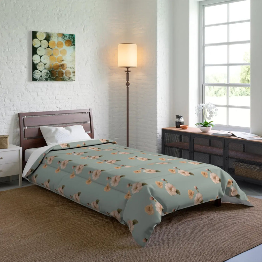 Pastel Flowers Pattern Comforter Cozy Lightweight - DipaliZ