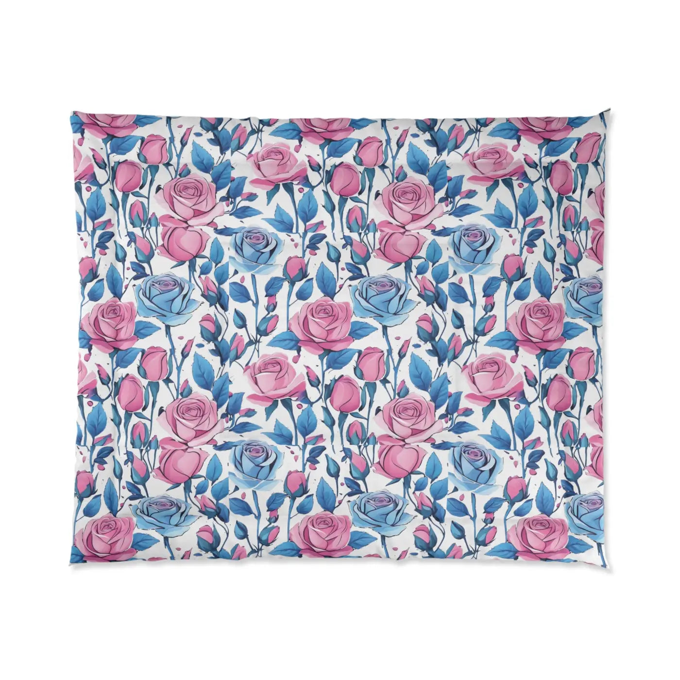 Cozy Blue Roses Pattern Comforter Lightweight - DipaliZ