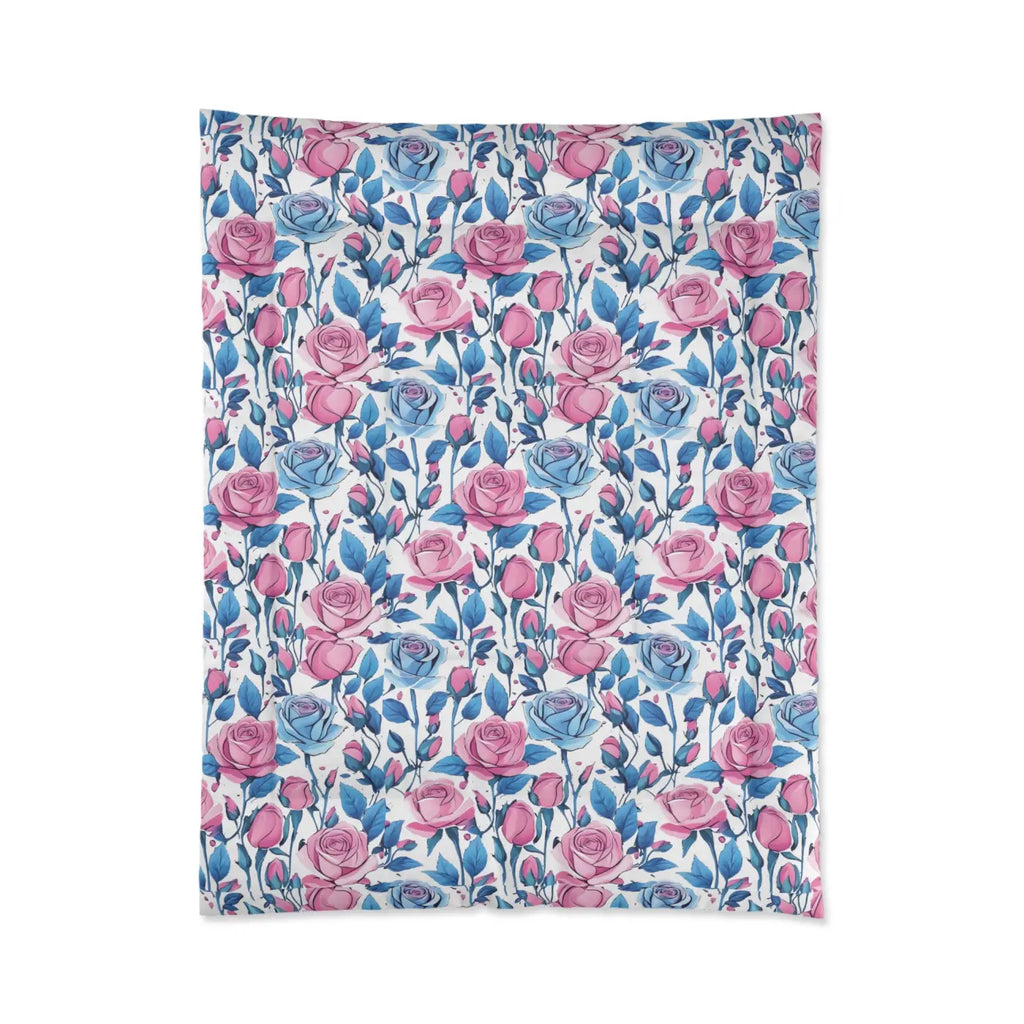 Cozy Blue Roses Pattern Comforter Lightweight - DipaliZ