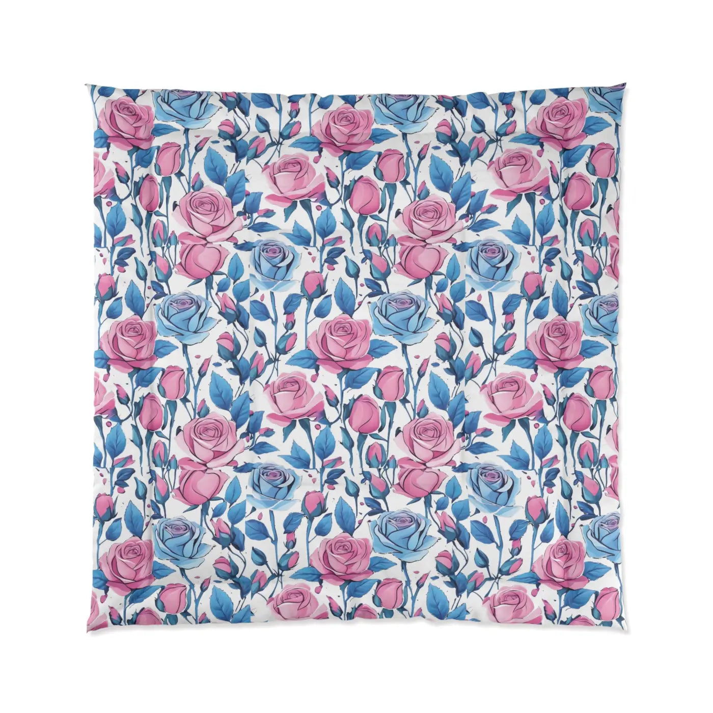 Cozy Blue Roses Pattern Comforter Lightweight - DipaliZ