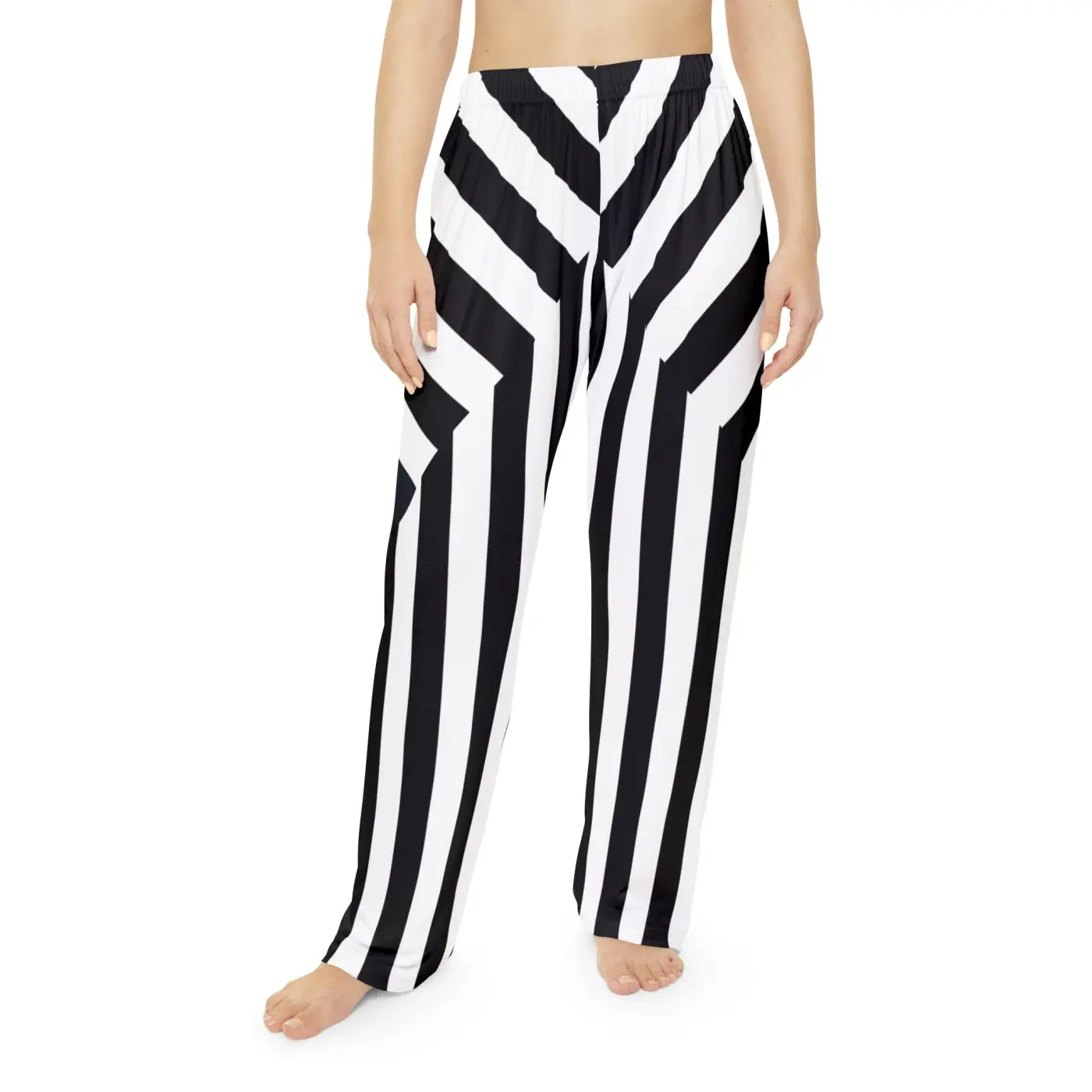 Unique black stripes pattern Women's Pajama Pants (AOP)