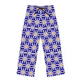 White large floral pattern on blue, Women's Pajama Pants (AOP)