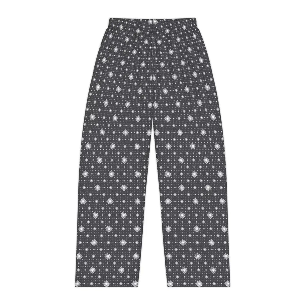 White swirls on black pattern, Women's Pajama Pants (AOP)