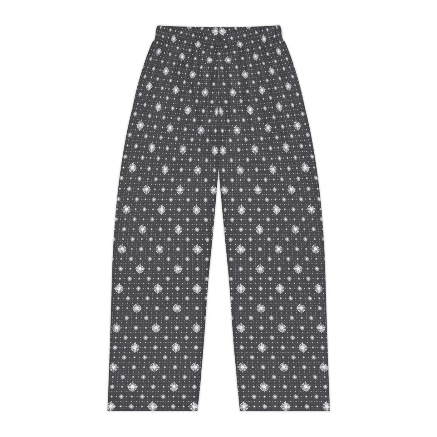 White swirls on black pattern, Women's Pajama Pants (AOP)