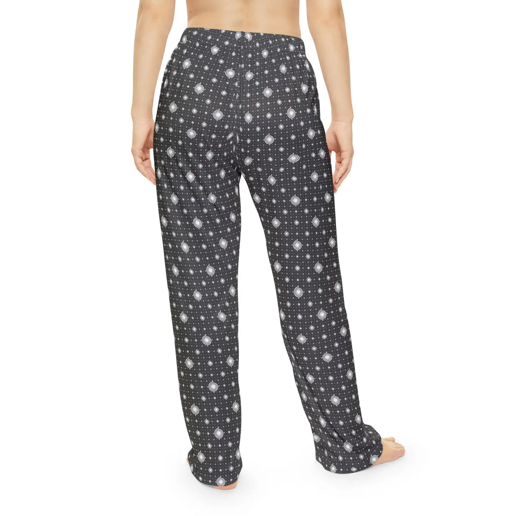 White swirls on black pattern, Women's Pajama Pants (AOP)