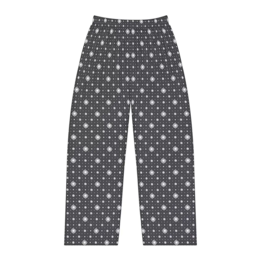 White swirls on black pattern, Women's Pajama Pants (AOP)