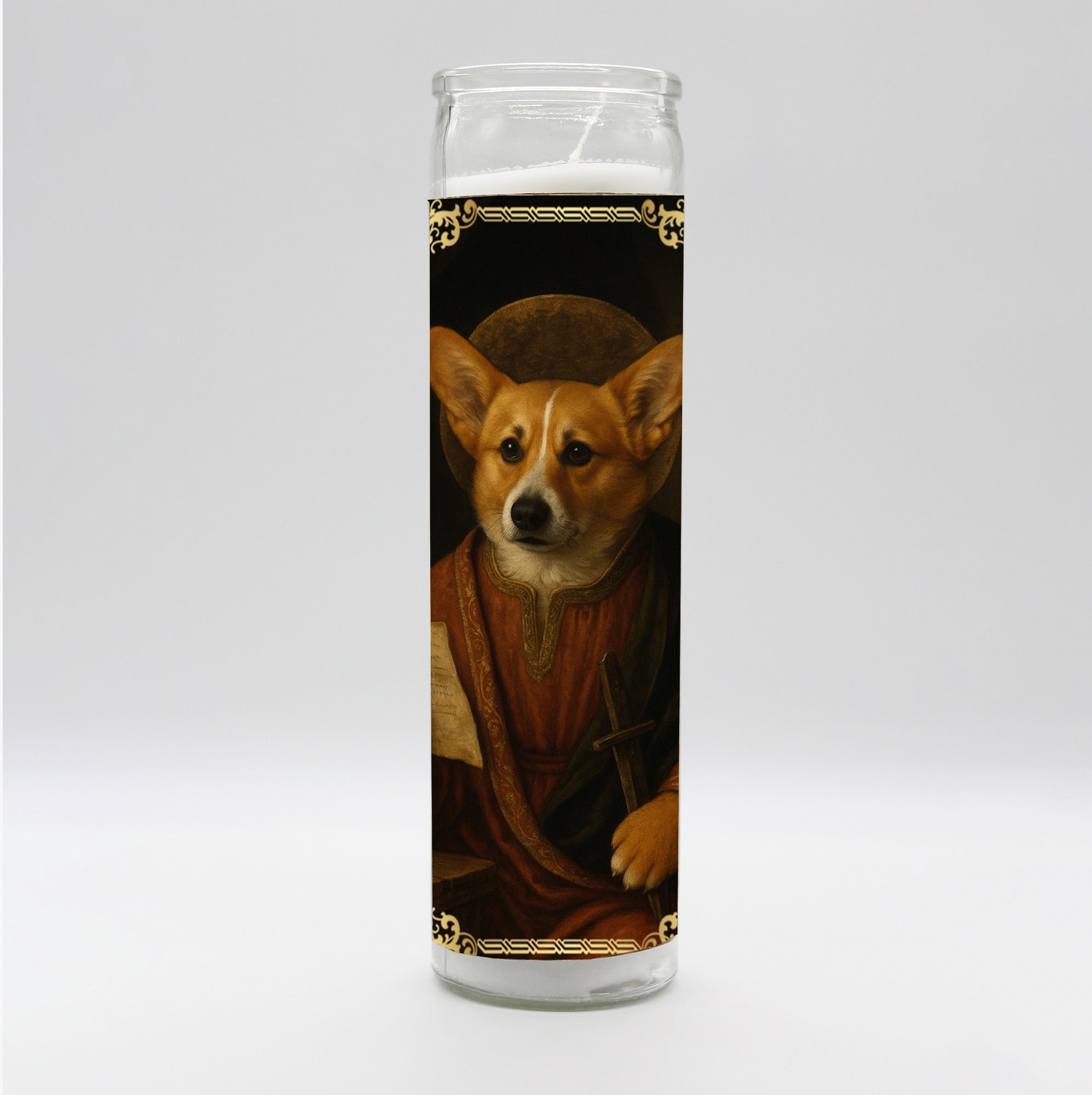 Saint Corgi Renaissance Dog Candle