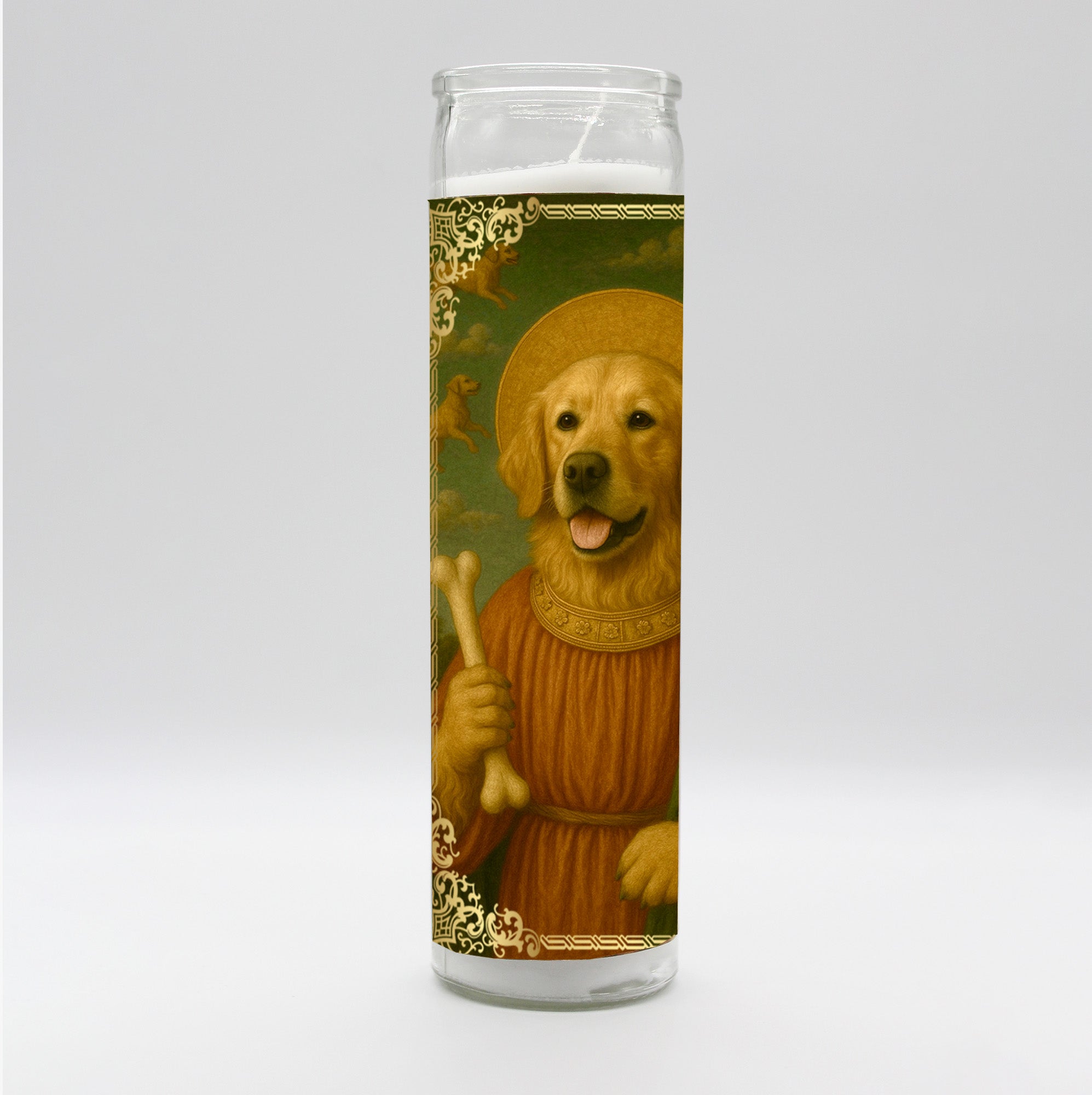 Saint Golden Renaissance Dog Candle