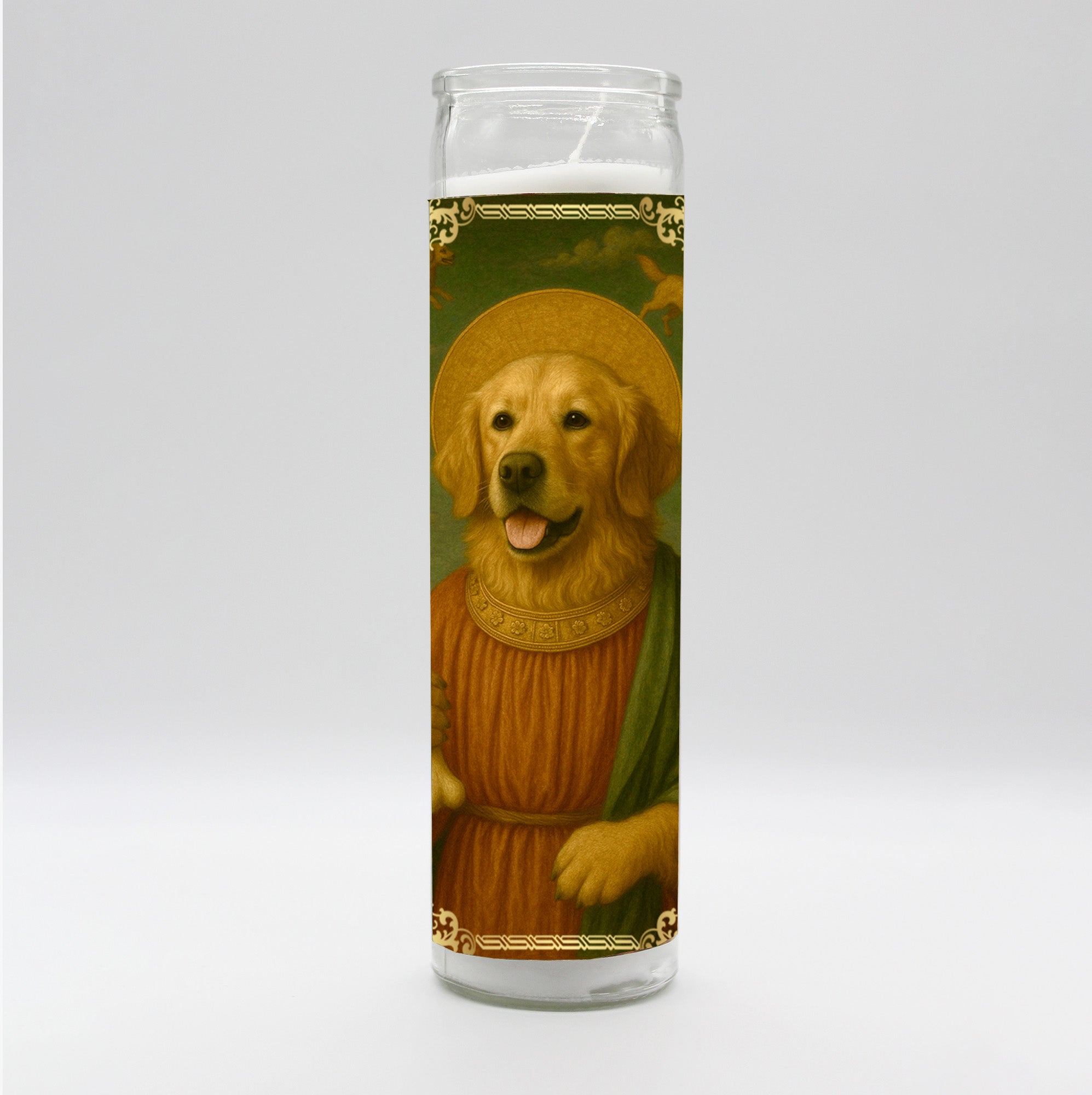 Saint Golden Renaissance Dog Candle