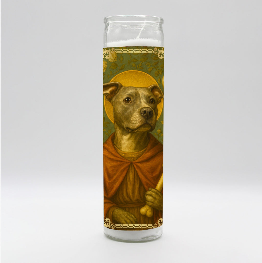 Saint Pitbull Renaissance Dog Candle