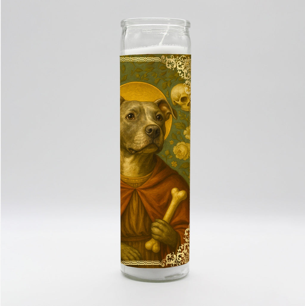 Saint Pitbull Renaissance Dog Candle