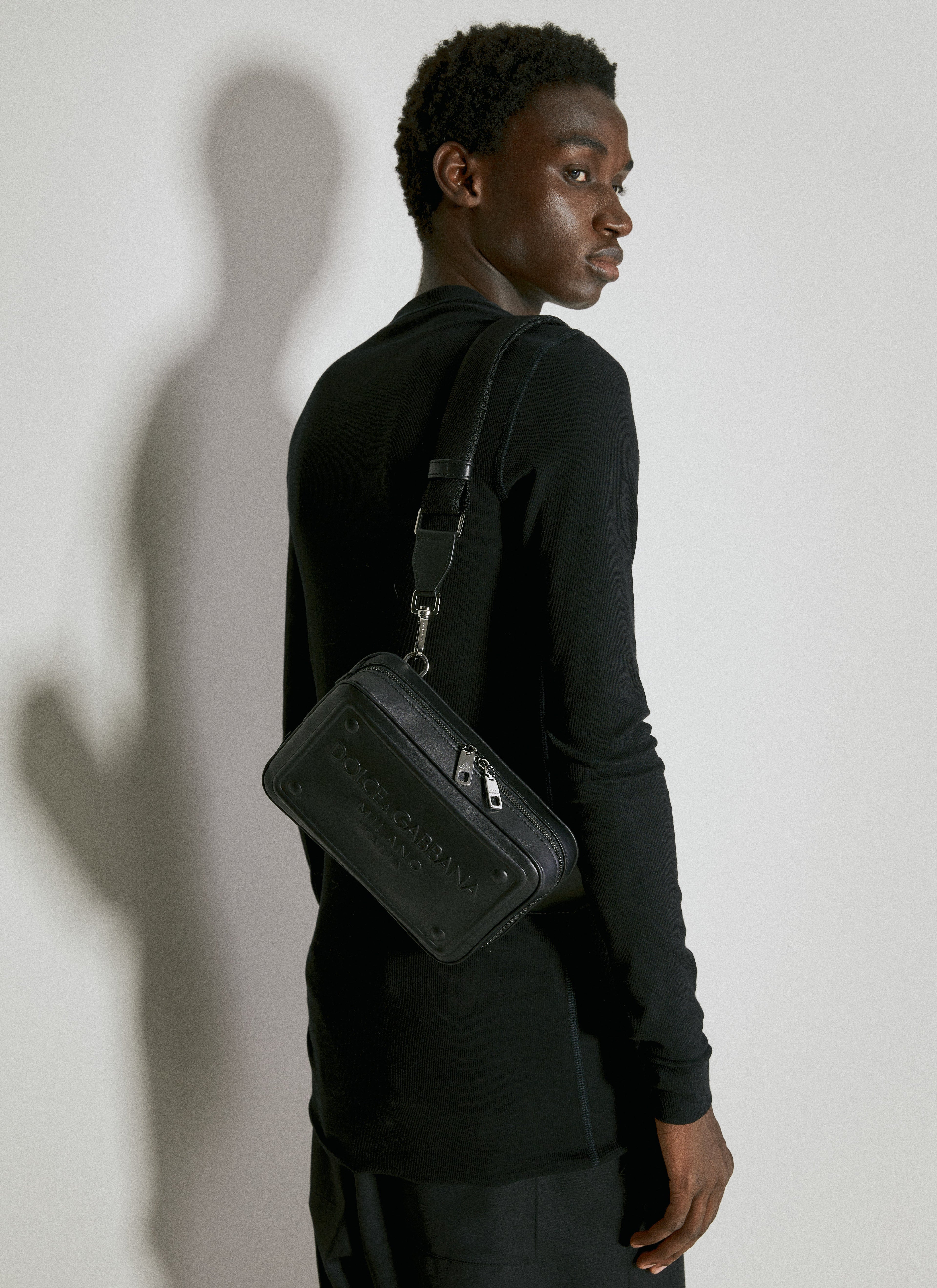 Dolce & Gabbana Men Embossed Logo Leather Crossbody Bag