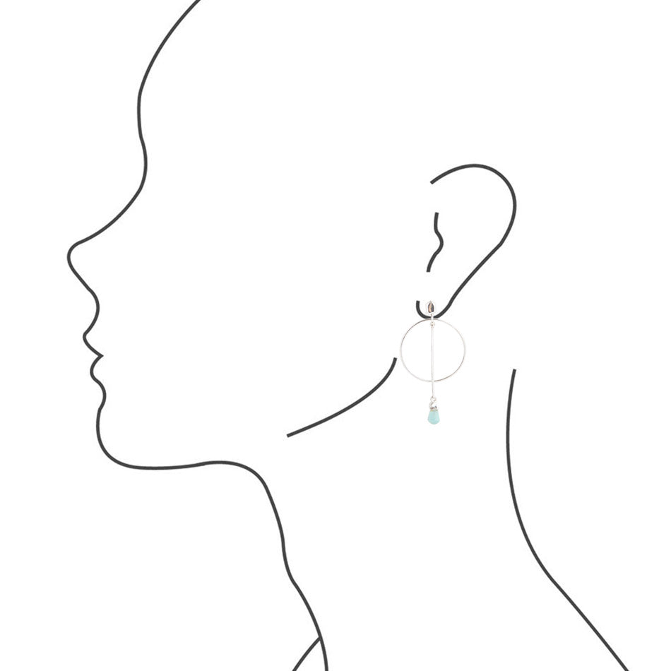 Sterling Silver and Blue Turquoise Drop a Line Earrings